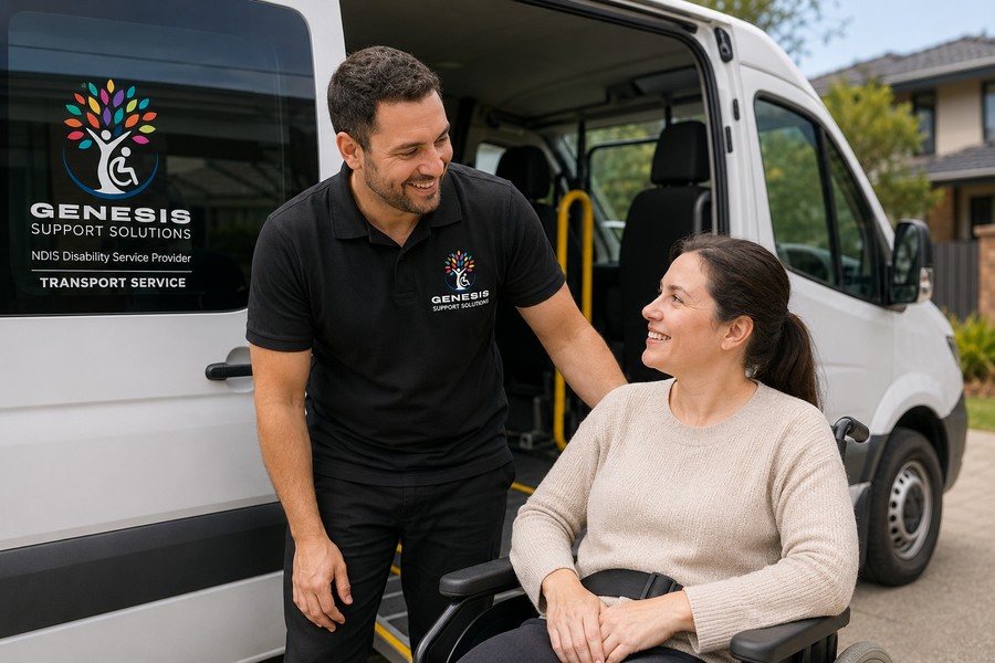 Genesis worker reviewing NDIS plan with a participant